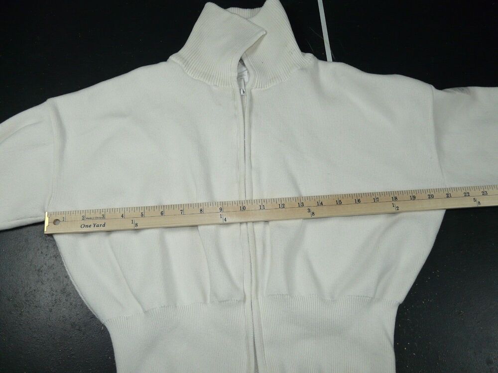 ALO Scholar Knit Cropped Full Zip Jacket Ivory Women's Small Foldable Collar - Picture 15 of 16